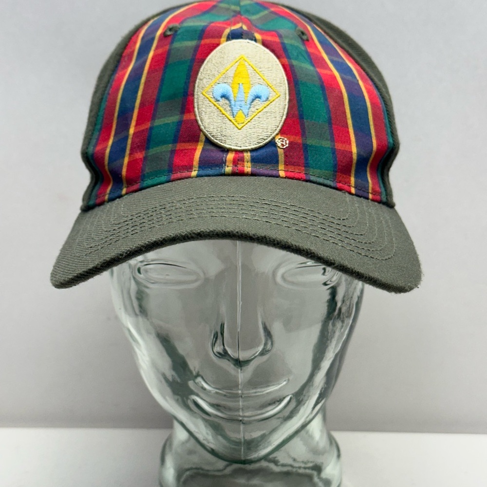 Cub Scout Boy Scout Weblos Green Plaid BSA Adjustable Baseball Cap Hat S M/L